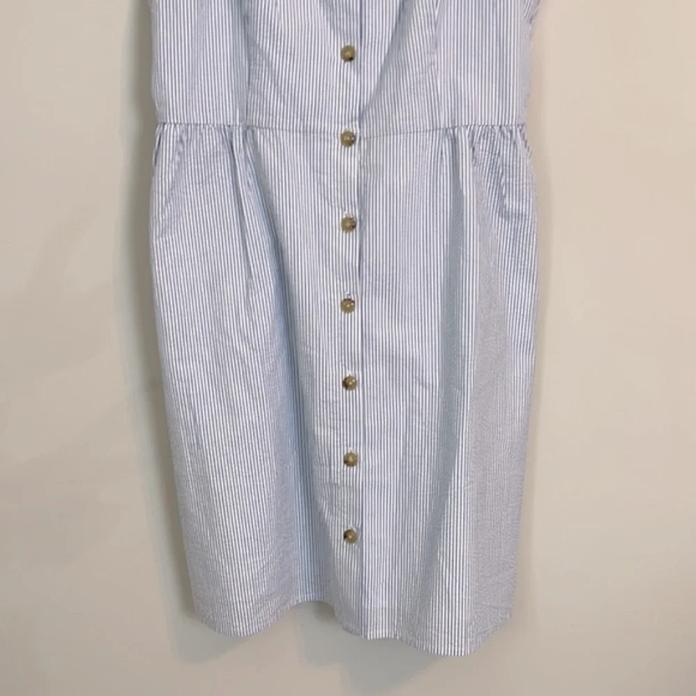 J. crew blue and white striped Button up‎ sleeveless dress